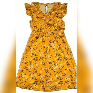 SHEIN Yellow Floral Kids Dress